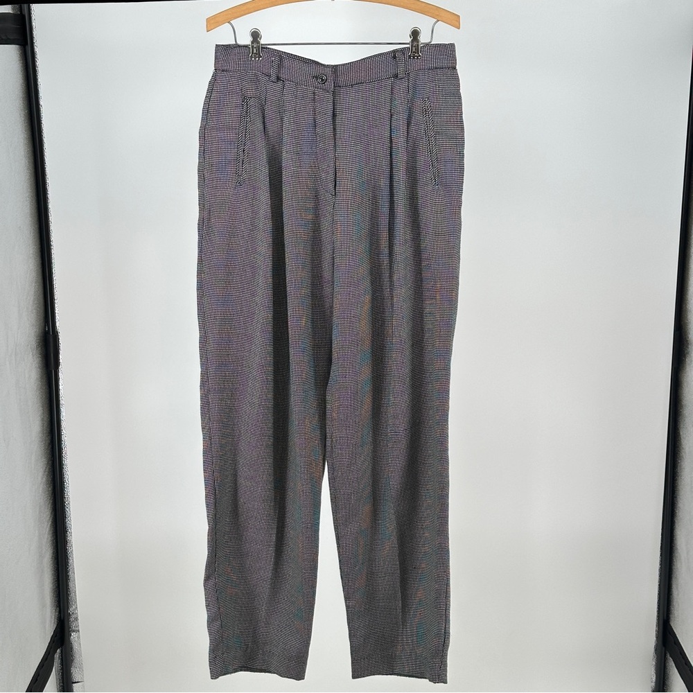 Women's Classic Old Money Black White Trousers Herringbone‎ 15/16 80’s Vintage